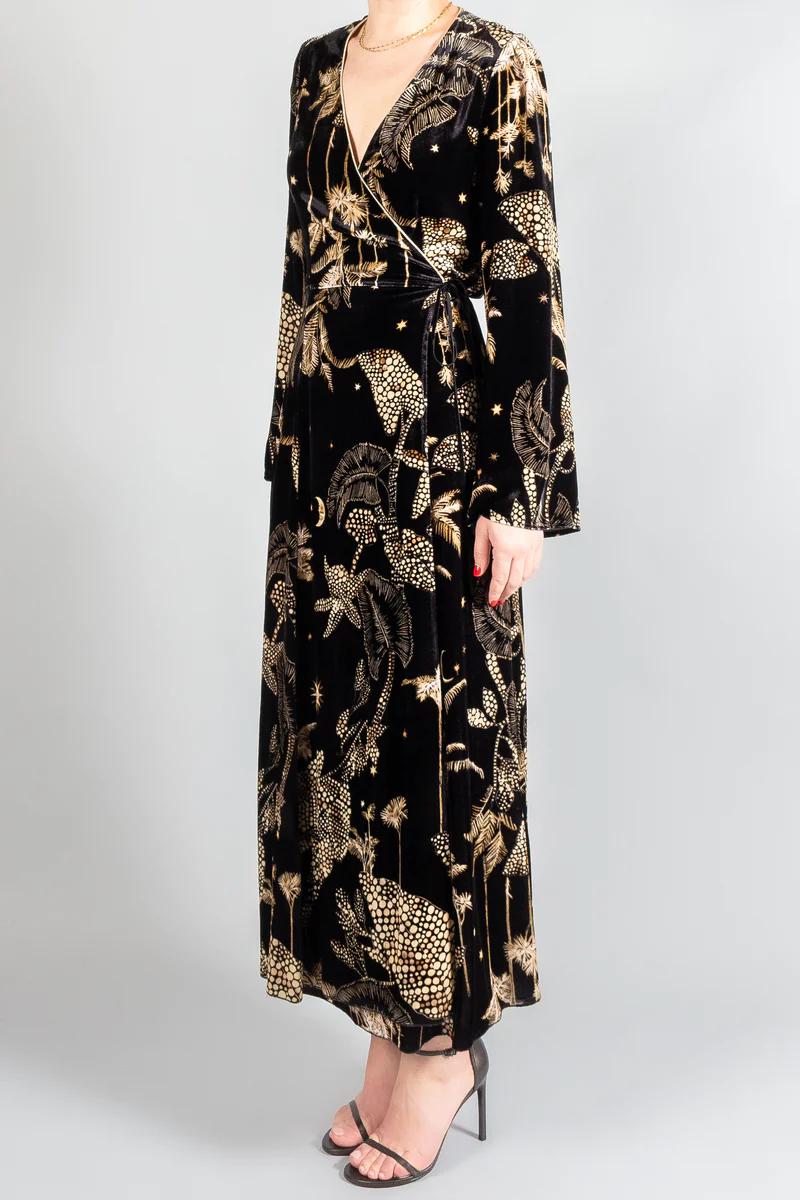 "Mi alma selvaje" print velvet long dress-Dress-Forte Forte-Debs Boutique