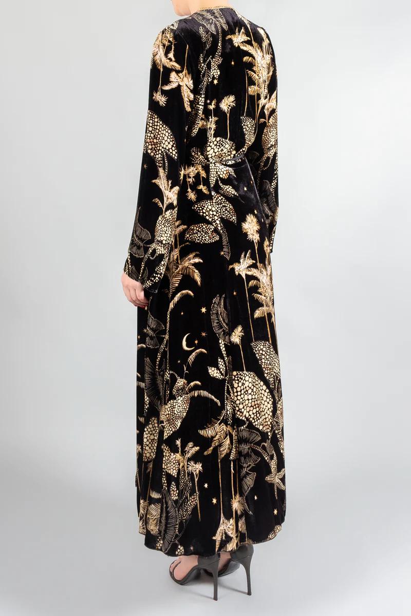 "Mi alma selvaje" print velvet long dress-Dress-Forte Forte-Debs Boutique
