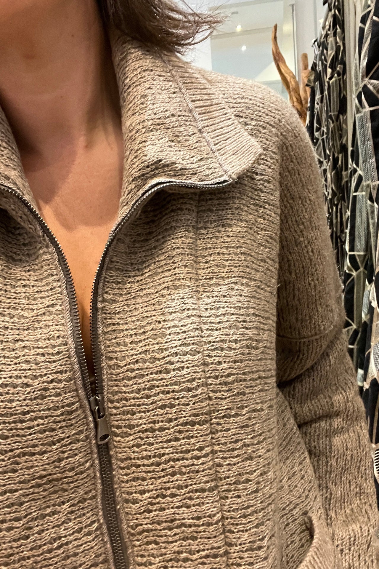 Zip Up Textured Knit Cardigan Y341-Cardigan-Transit par Such-Debs Boutique