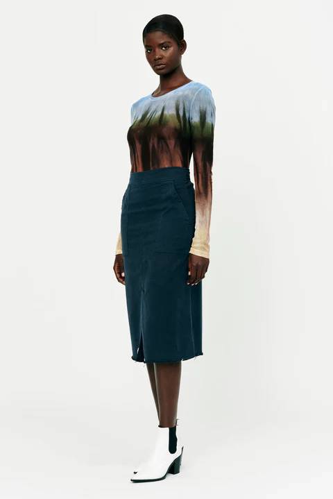 Work Skirt in Midnight Blue-Skirt-Raquel Allegra-Debs Boutique