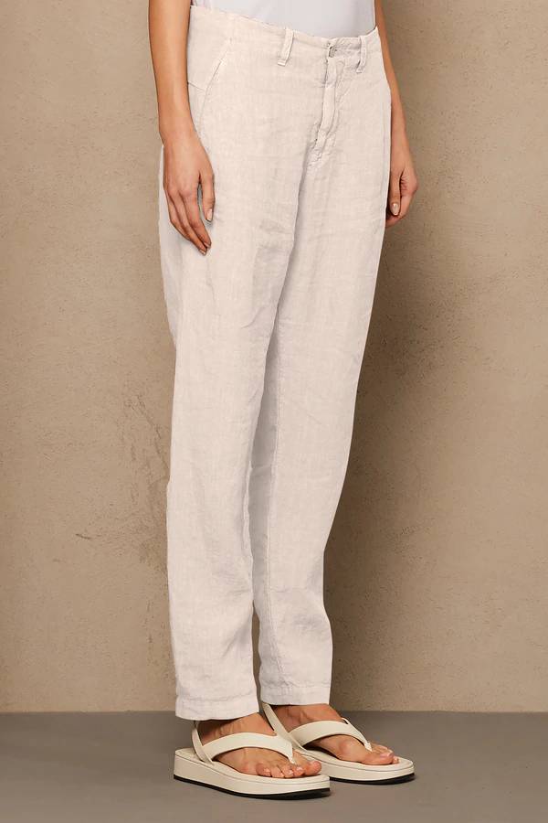 D138 Slim Linen Chino in Ivory-Pant-Transit-Debs Boutique