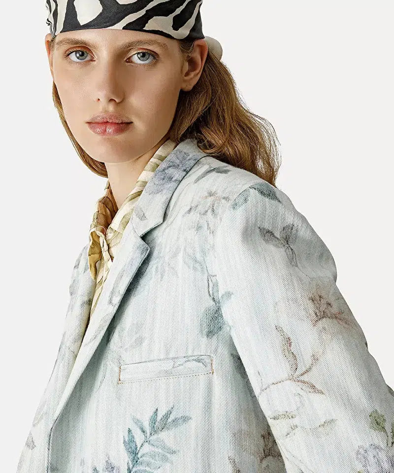 Debs Boutique Forte Forte Stockist Kiss from a rose print bleach denim jacket