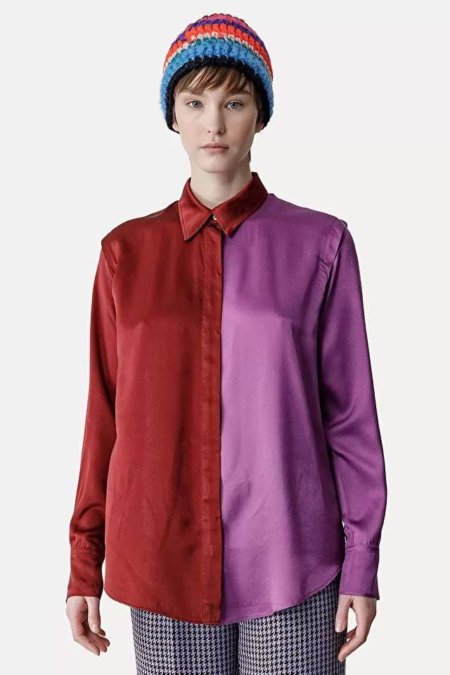 Colour block satin silk shirt-Shirt-Forte Forte-Debs Boutique