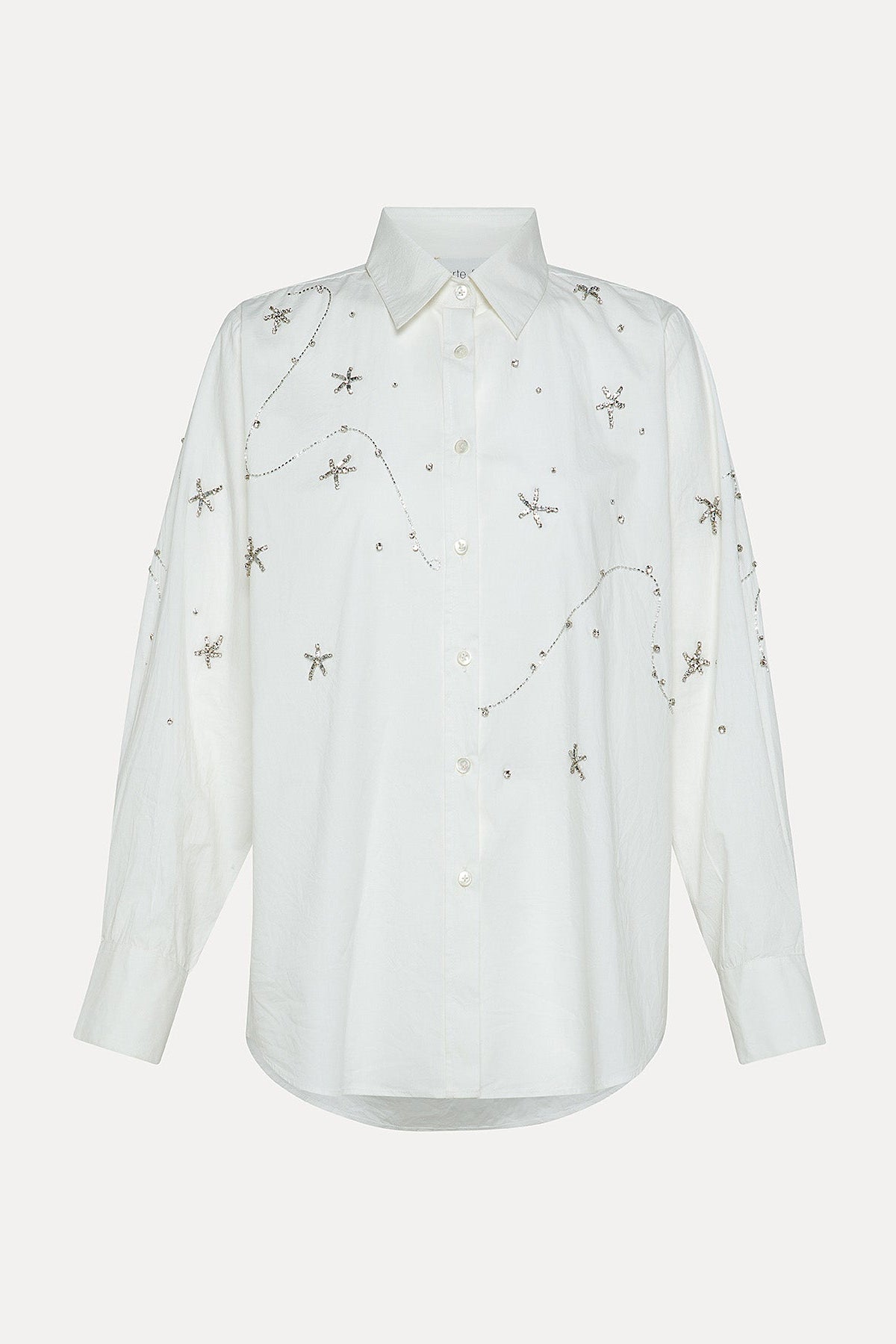 "The magic chest" embroidery crystal popline shirt-Shirt-forte_forte-Debs Boutique